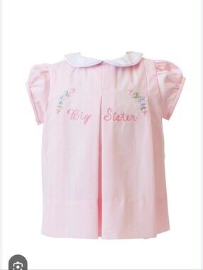 Pink "Big Sister" Embroidered Baby Dress by The Proper peony.  Size 24mos